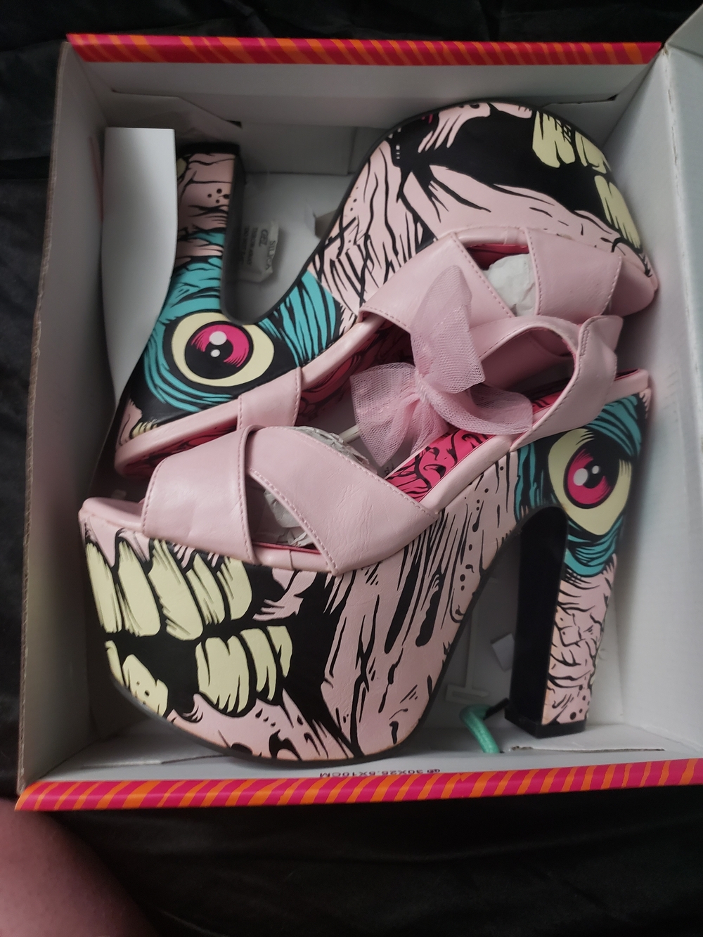 Iron Fist Pink Zombie Platform Sandals with Tulle Bows Extremely Rare Size 10 - Picture 3 of 13